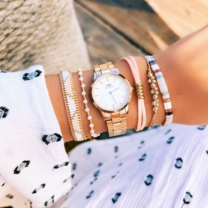 Armband - Miyuki - PEARLS & STONES - Pfirsich/Peach/Gold