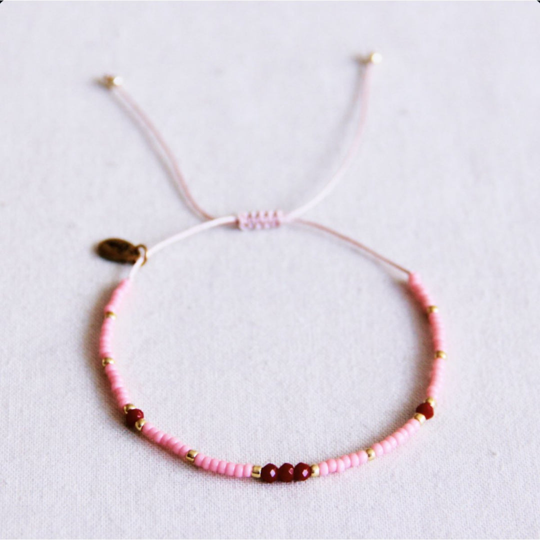 Armband - Miyuki-Perlen - Facetten Pink/Rot