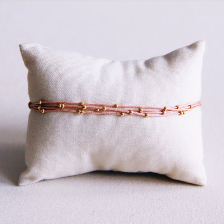 Armband - Satinband PEARLS Gold - Altrosa