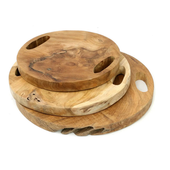 TEAK ROOT Tablett - Dekobrett - Servierplatte mit Griffen S