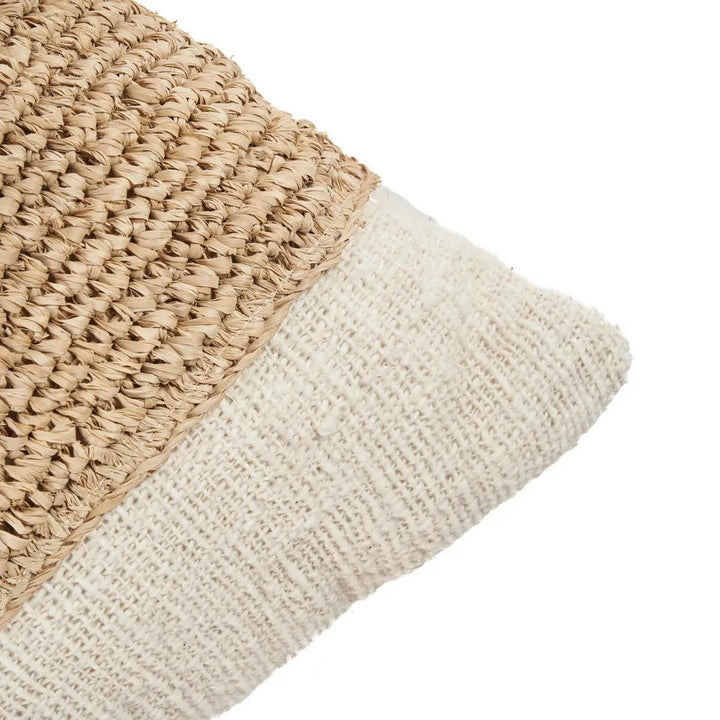 RAFFIA STAMP Kissenbezug - Baumwolle & Raffia Natur 50x50