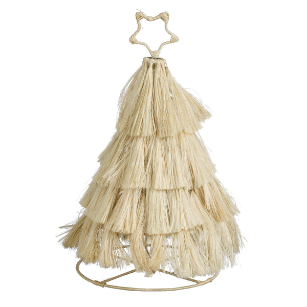 Deko Weihnachtsbaum - Jute Fransen - Beige - H44cm