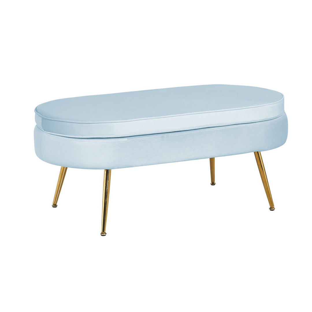 Hocker ARIELLE - Sitzbank - Oval Samt Hellgrau