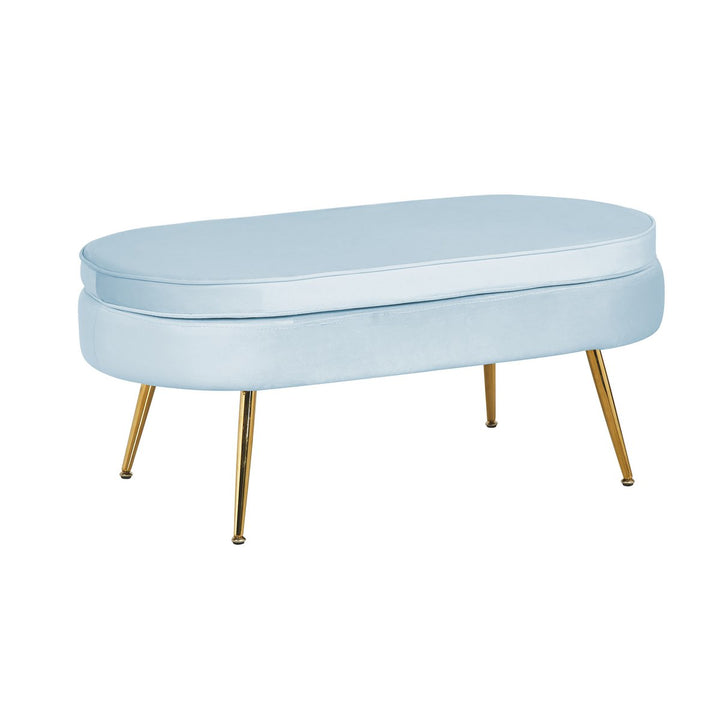 Hocker ARIELLE - Sitzbank - Oval Samt Hellgrau