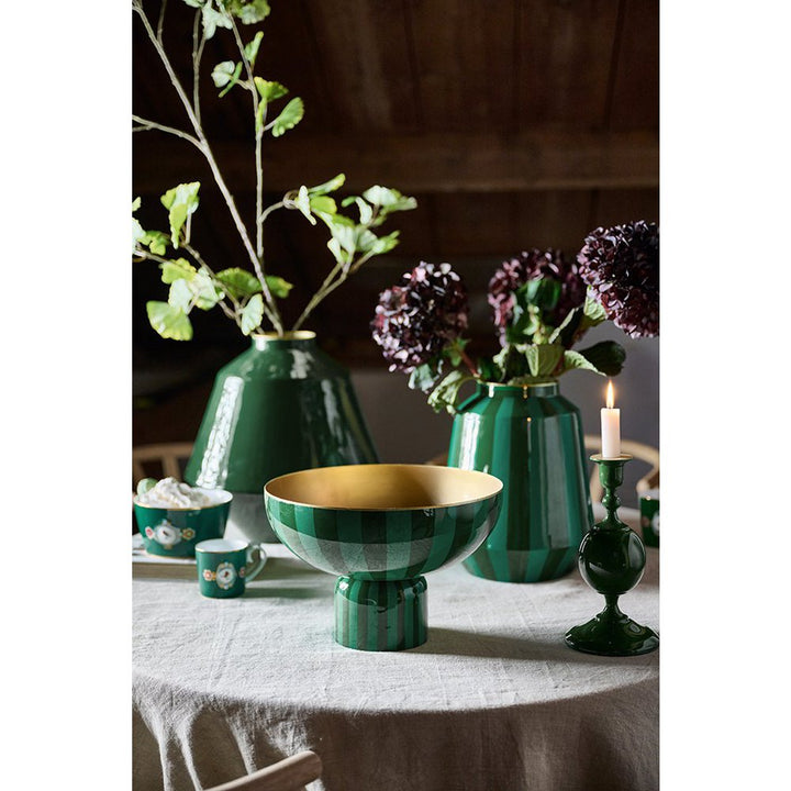 Dekoschale High Tray Metal STRIPES GREEN 30cm