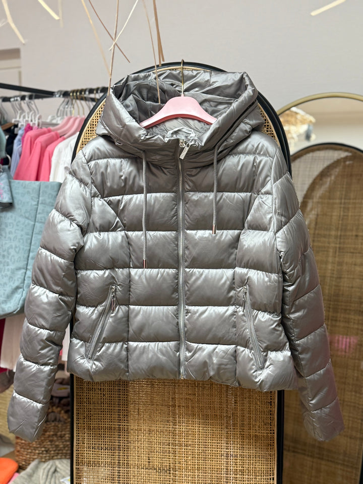 Jacke - Steppjacke - Pufferjacke - kurz, grau - S/M