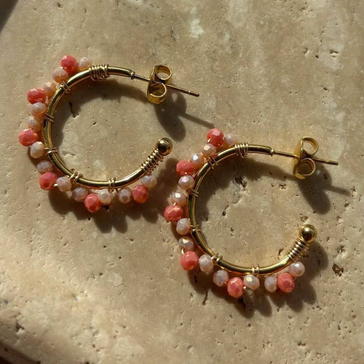 Statement Ohrringe - Chreolen Ohrstecker rosa/gold