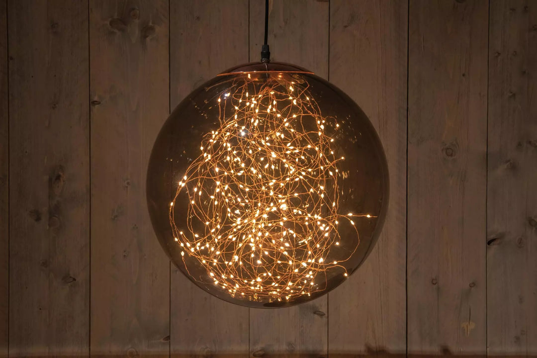 Lampe Smokey Ball LED 80 / 18cm – Rauchglas Mini-Kugellampe für stilvolle Akzente