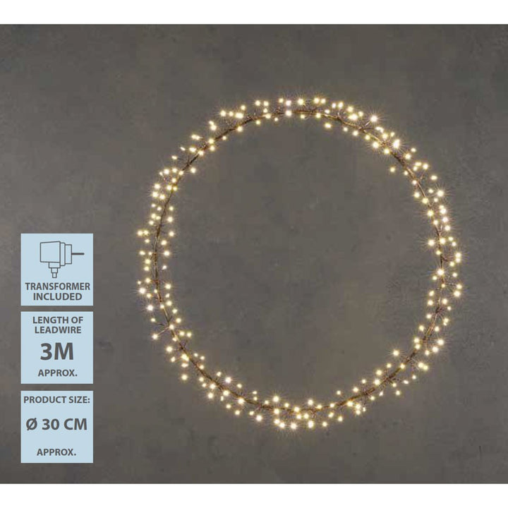 Lichterkranz mit warmweißer LED-Beleuchtung – Ø30 cm