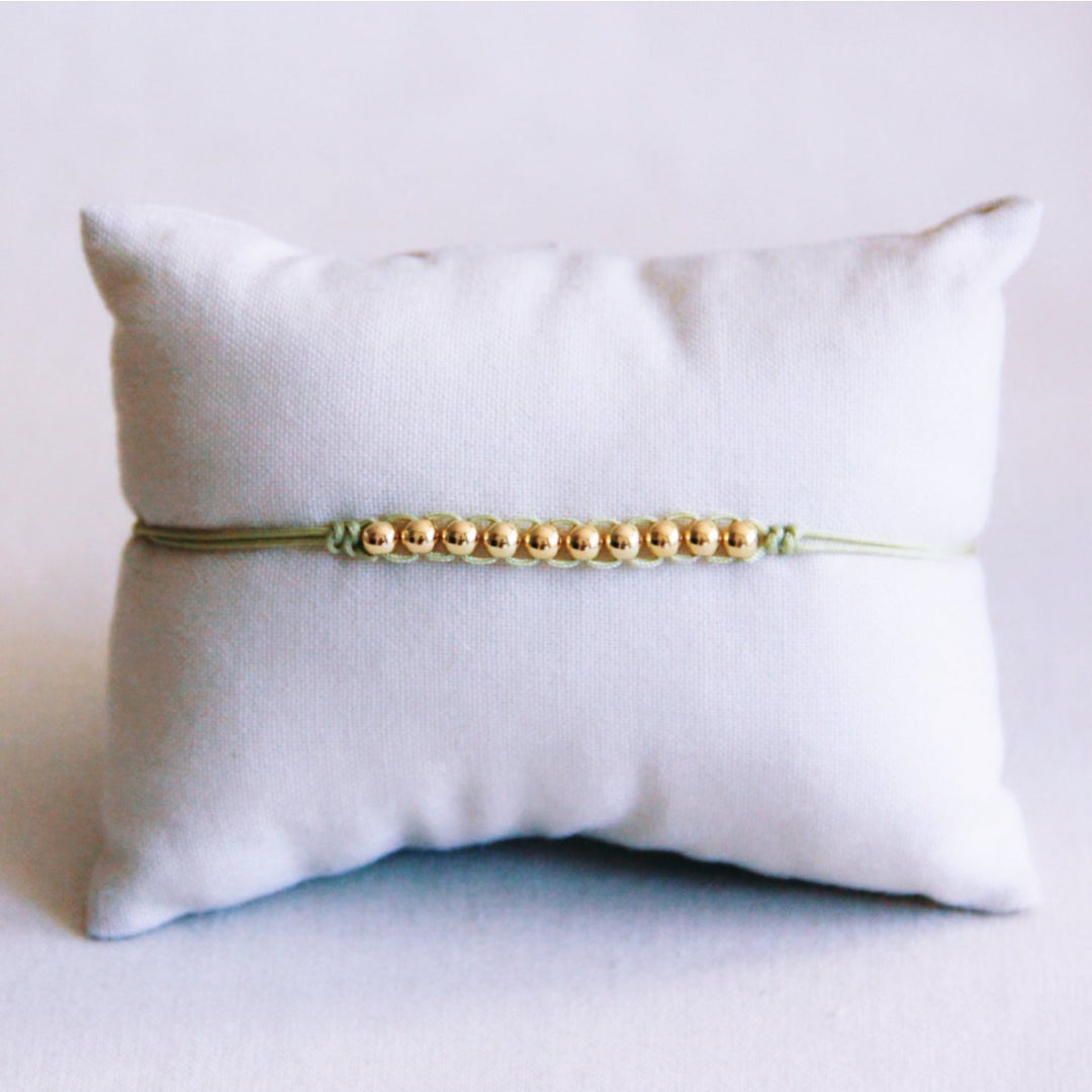 Armband - Satinband PEARLS Gold - Grün