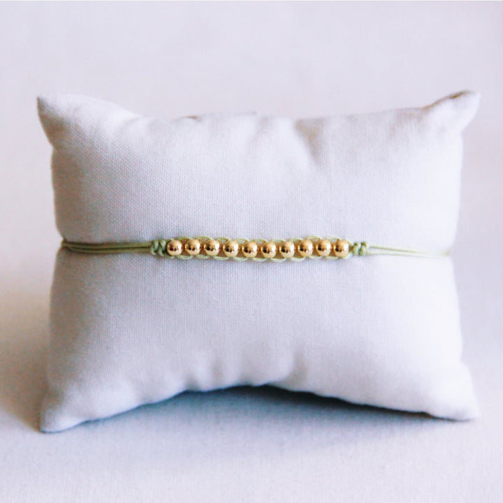 Armband - Satinband PEARLS Gold - Grün