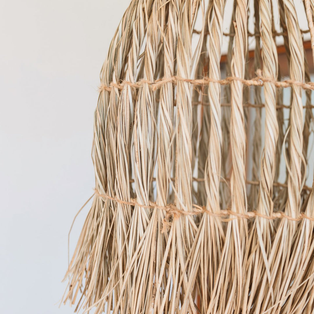 große Boho Deckenleuchte LAMPUNG - Lampenschirm aus Seegras - Pendelleuchte - Hängelampe