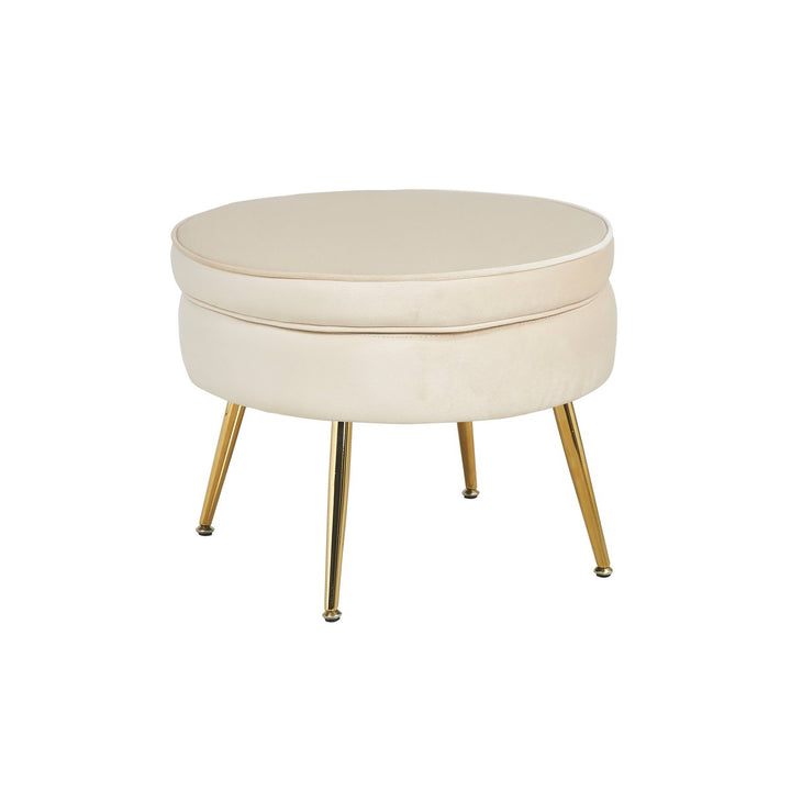 Hocker ARIELLE - Sitzpouf - Rund Samt Beige