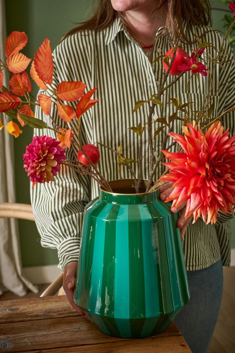 Vase Metal STRIPES GREEN 29cm