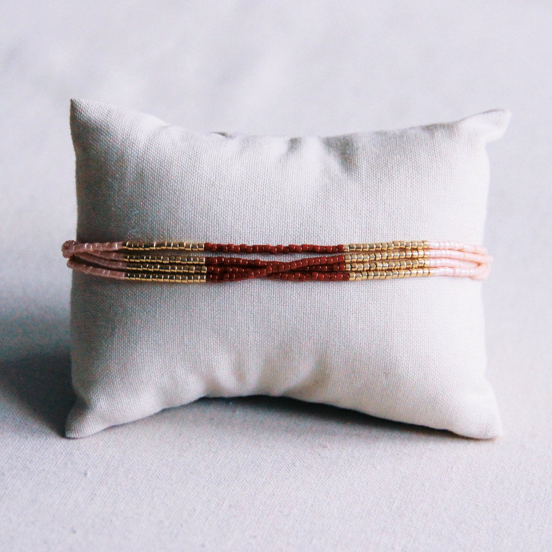 Armband - Miyuki-Perlen - Nude/Bordeaux/Gold