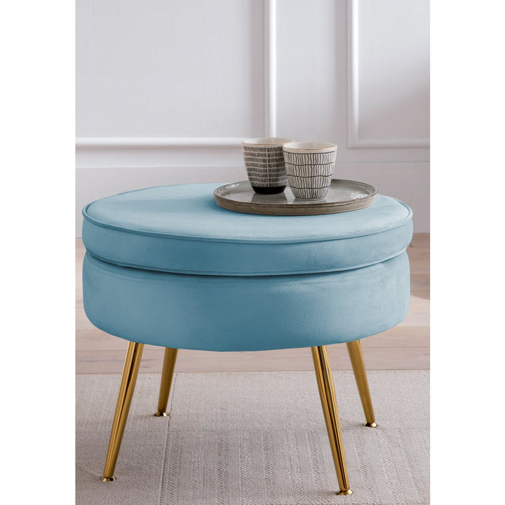Hocker ARIELLE - Sitzpouf - Rund Samt Blau