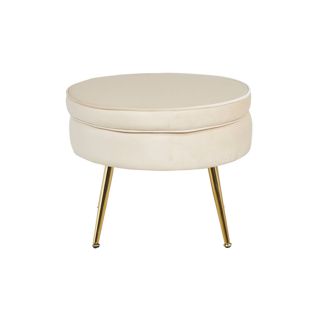 Hocker ARIELLE - Sitzpouf - Rund Samt Beige