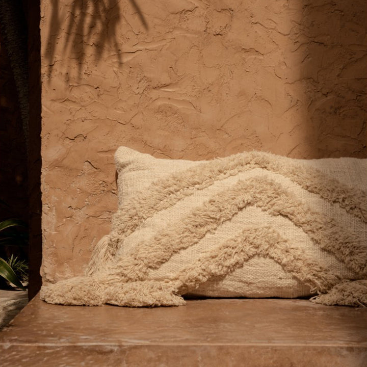 NOMAD TASSEL Kissenbezug mit Quasten - Creme 35x60