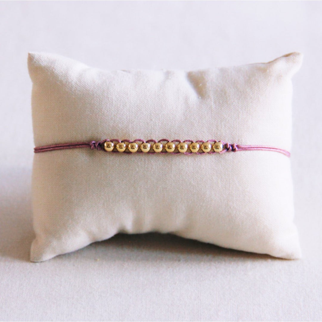 Armband - Satinband PEARLS Gold - Flieder/Lilac