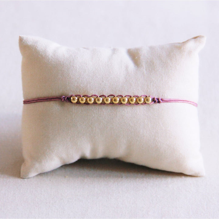 Armband - Satinband PEARLS Gold - Flieder/Lilac