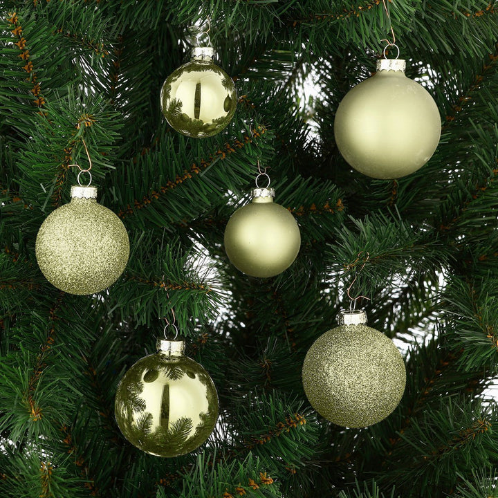 Weihnachtskugeln Set – 42 Stück – Ø7 cm – Glas – Hellgrün
