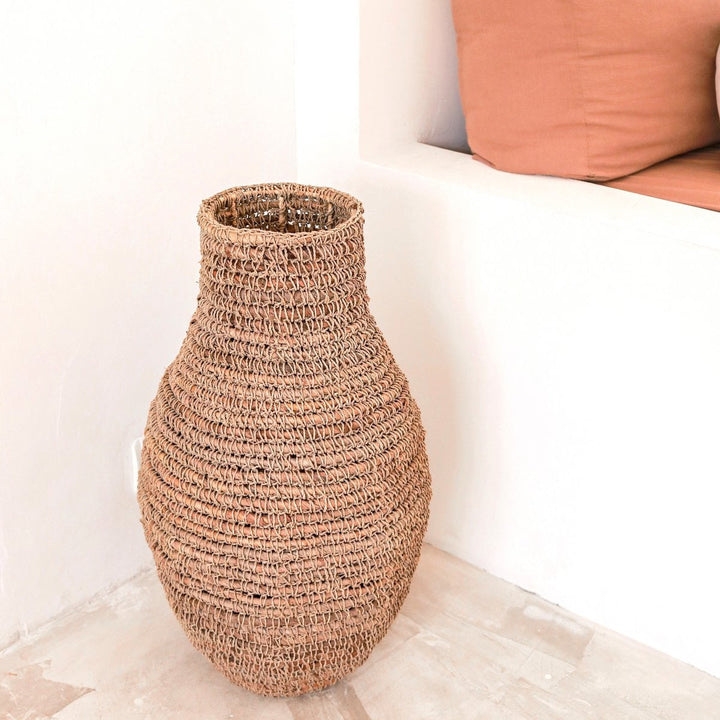 Gewebte Boho-Vase SAKRA - Bodenvase