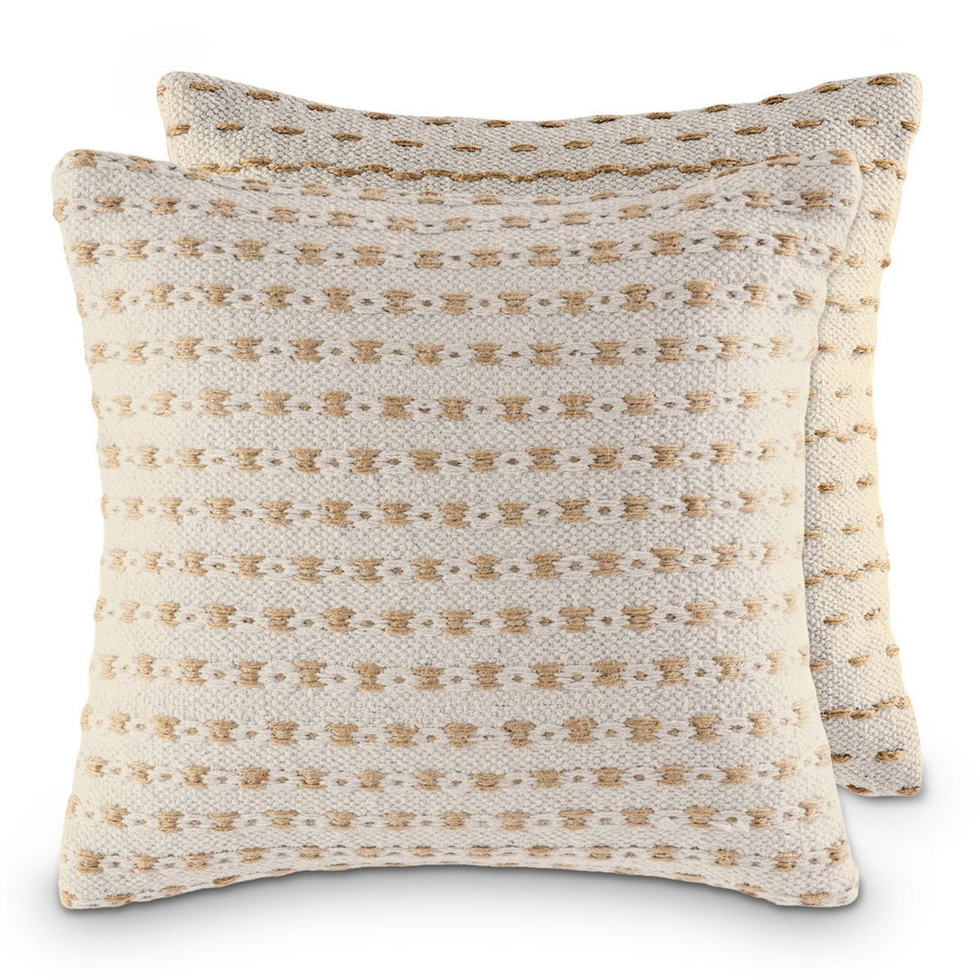 Dekokissen - Sofakissen - Zierkissen - Natur Baumwolle & Jute - 2er-Set