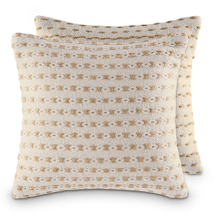 Dekokissen - Sofakissen - Zierkissen - Natur Baumwolle & Jute - 2er-Set