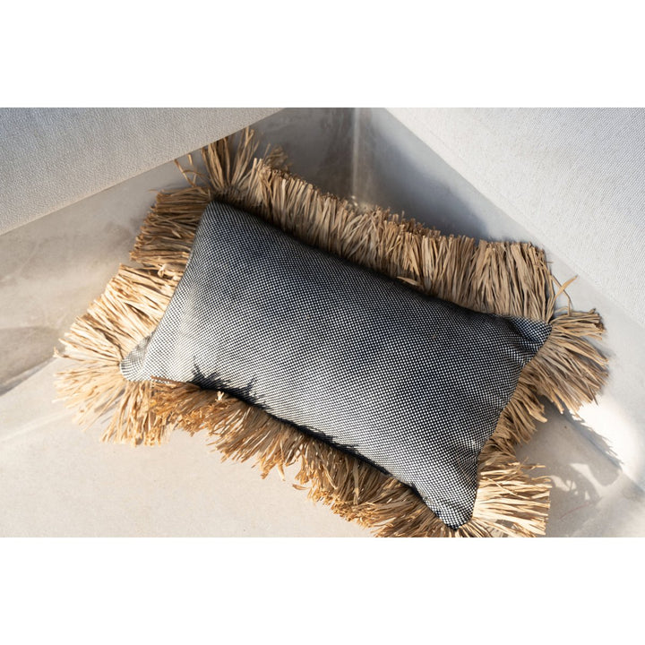 COTTON BONITA Kissenbezug - Baumwolle mit Raffia Fransen 30x50