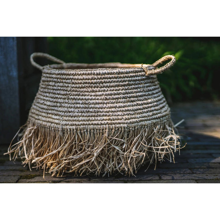 RAFFIA DELUXE Korb - Aufbewahrungskorb mit Griffen - Bast Natur L