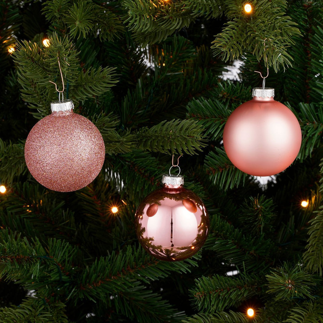 Glaskugeln - Weihnachtsbaumdeko – Rosa – 42 Stück