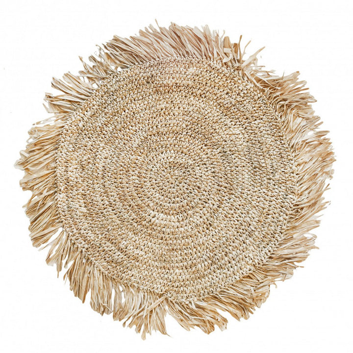 Das Fringe Raffia Tischset Round - Natural