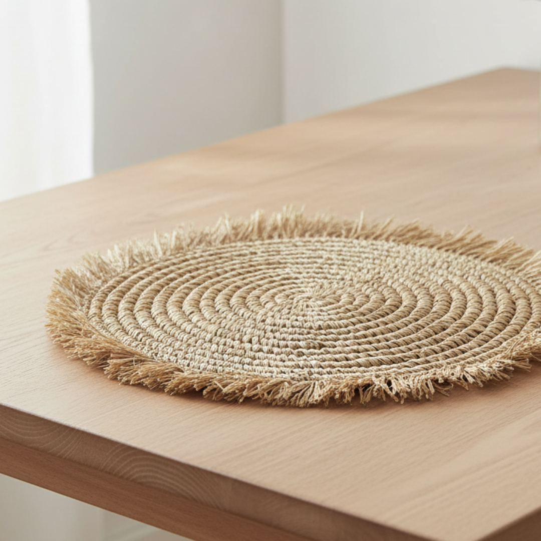 FRINGE RAFFIA Tischset mit Fransen - Platzset - Wanddeko
