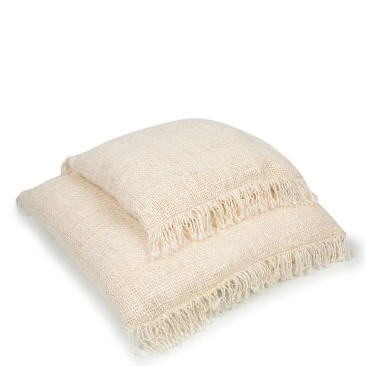OH MY GEE Kissenbezug mit Fransen - Baumwolle Creme 60x60