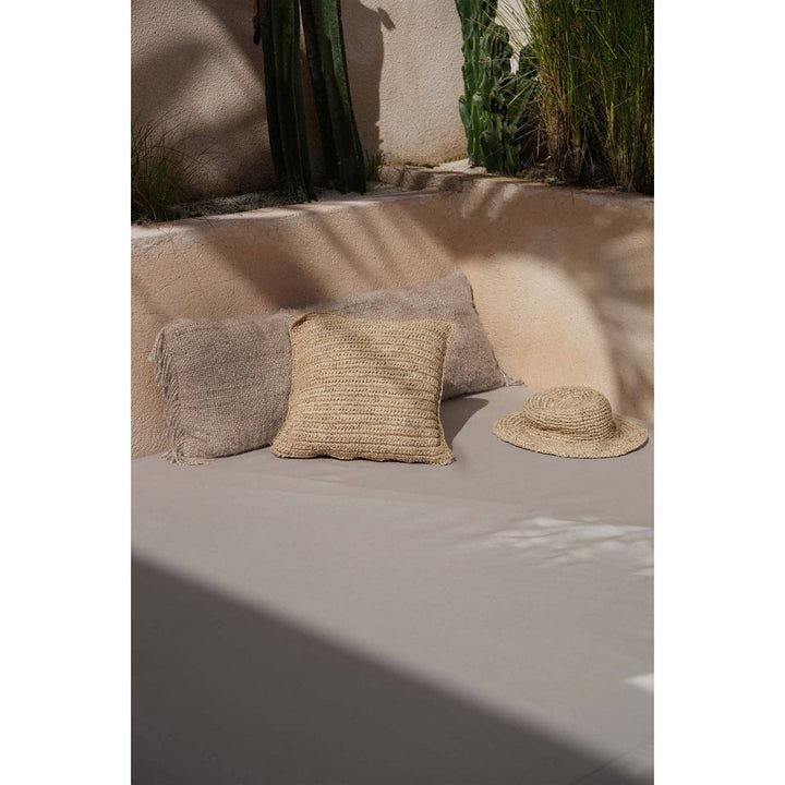 RAFFIA FLORES Kissenbezug - Bast Natur 40x40