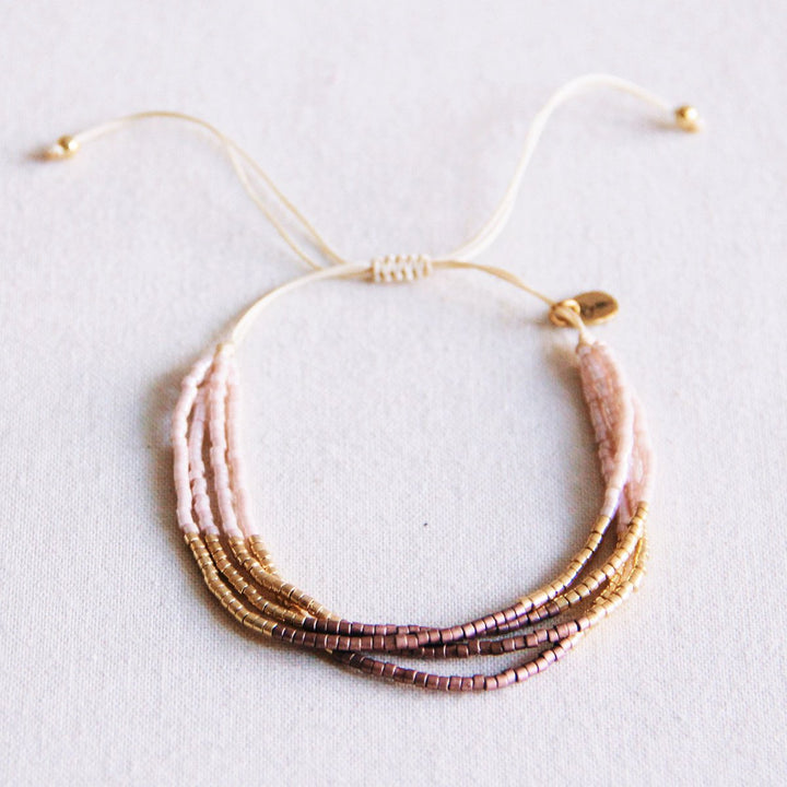 Armband - Miyuki-Perlen - Nude/Taupe/Gold