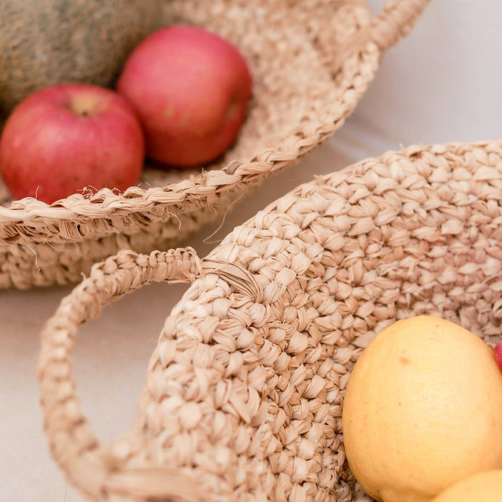 Gewebte Bastschale | Obstschale aus leichten Naturfasern | Brotkorb RAGA (2 Größen)