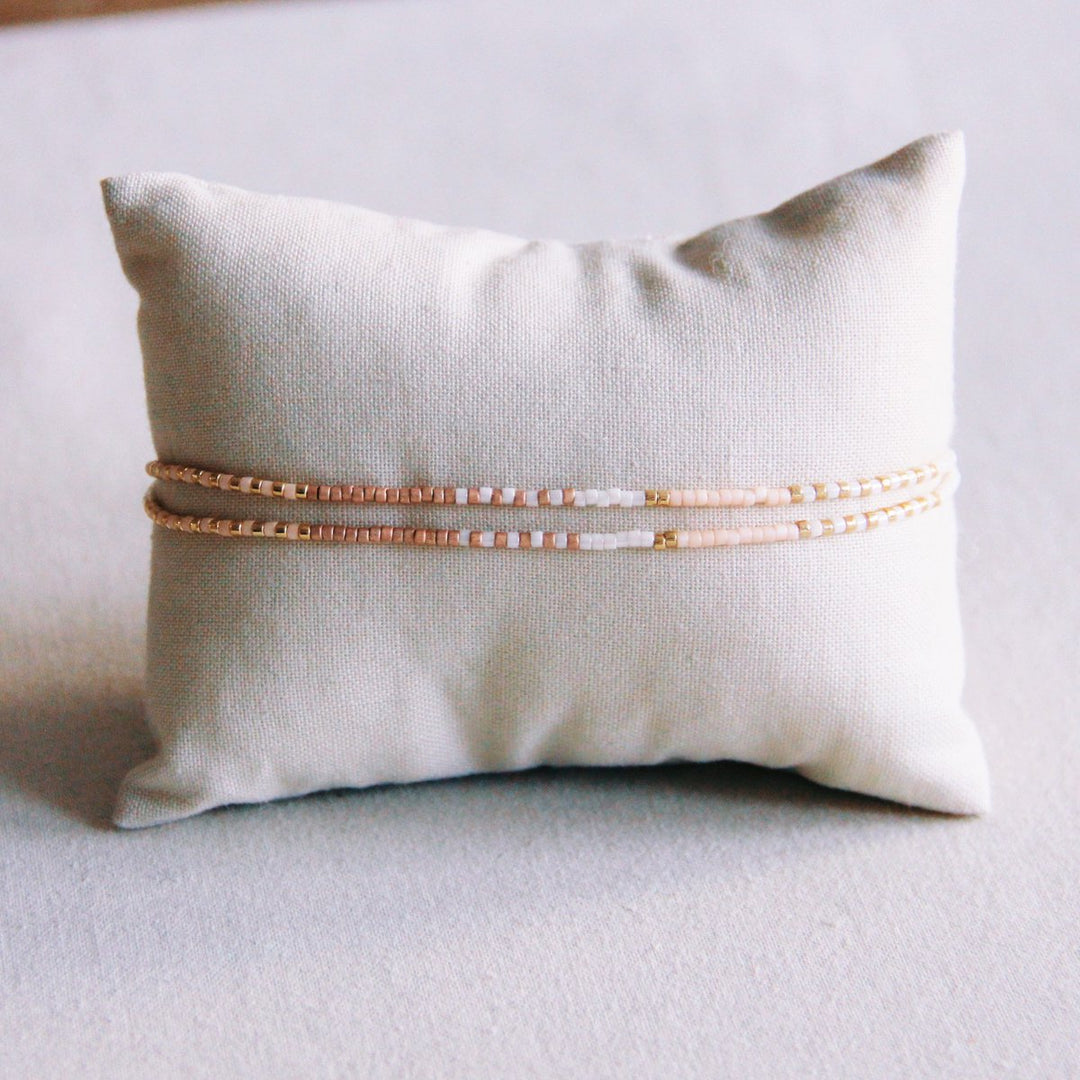 Armband - Miyuki-Perlen - Nude/Weiß/Taupe