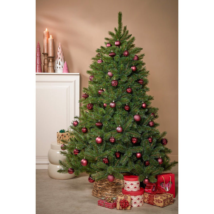 Weihnachtskugeln Set – 60 Stück – Ø7 cm – Kunststoff – Dunkelrot