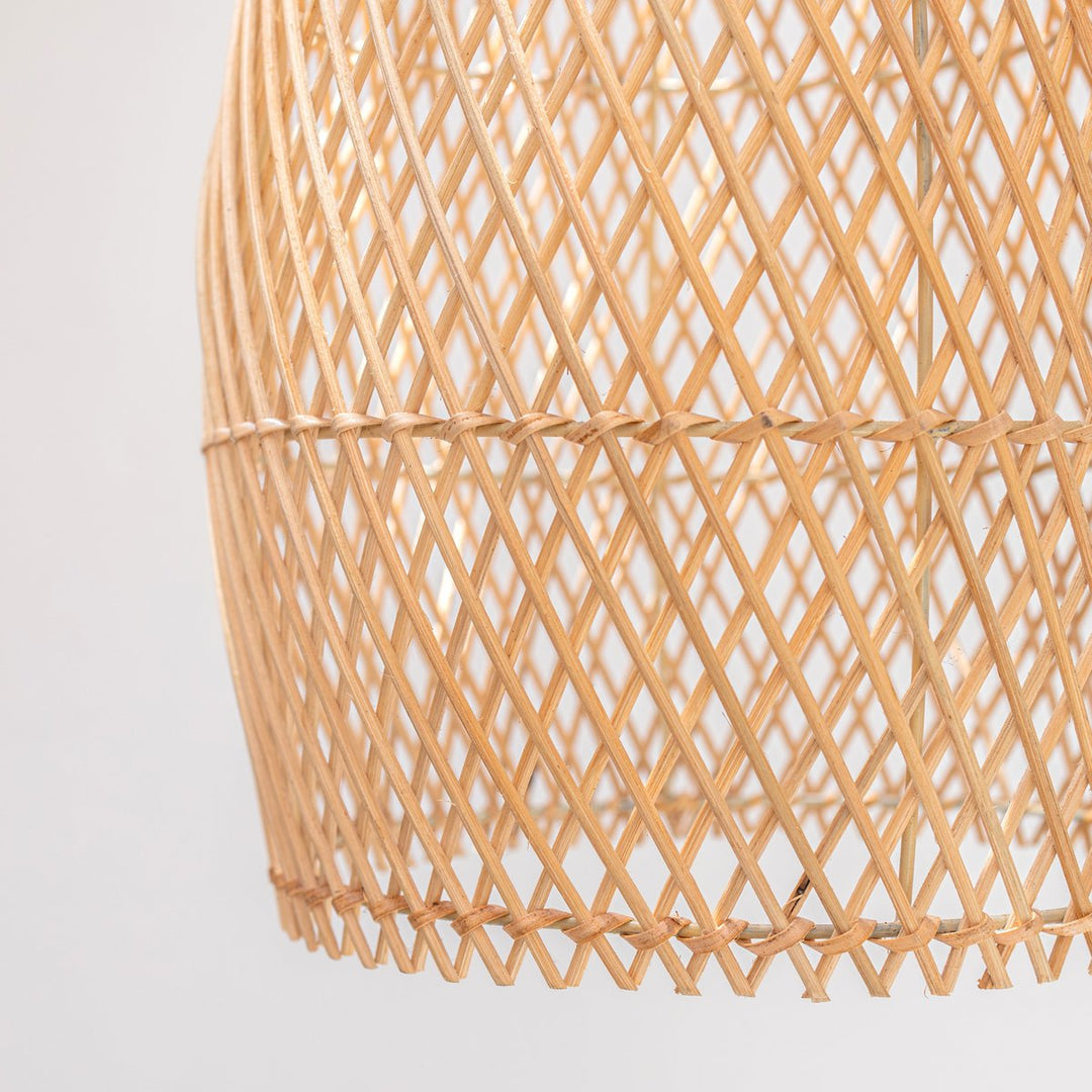 Hängelampe TABUNG aus Rattan – Handgewebter Boho-Lampenschirm