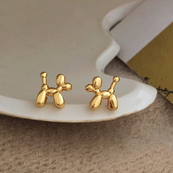 Niedliche kleine Ohrstecker mit Ballonhund – Gold oder Silber – Verspielter Ohrschmuck