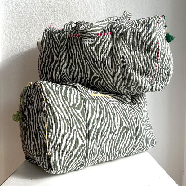 handgemachte große Baumwolltasche DESERT ZEBRA (gelb) - Sporttasche - Strandtasche - Wochenendtasche