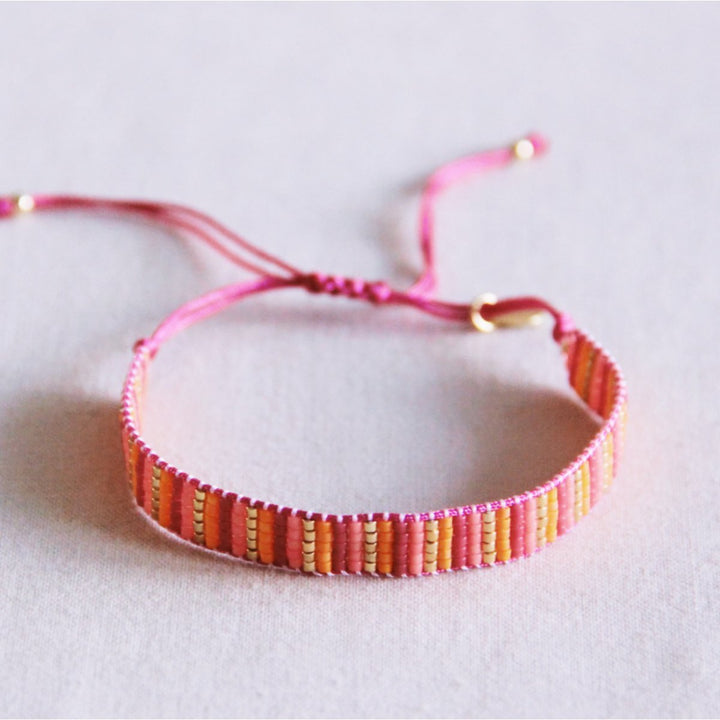 Armband - Miyuki-Perlen - STRIPES - Pink/Orange/Gold