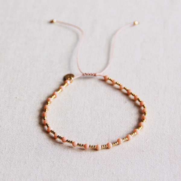 Armband - Miyuki - PEARLS & STONES - Pfirsich/Peach/Gold