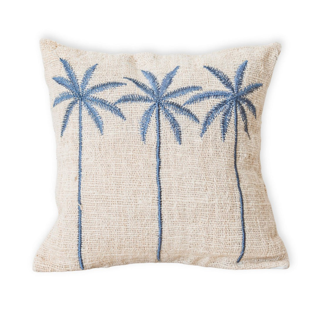 Kissenbezug ANARKA – Boho‑Kissen aus Baumwolle mit handgesticktem Palmenmuster