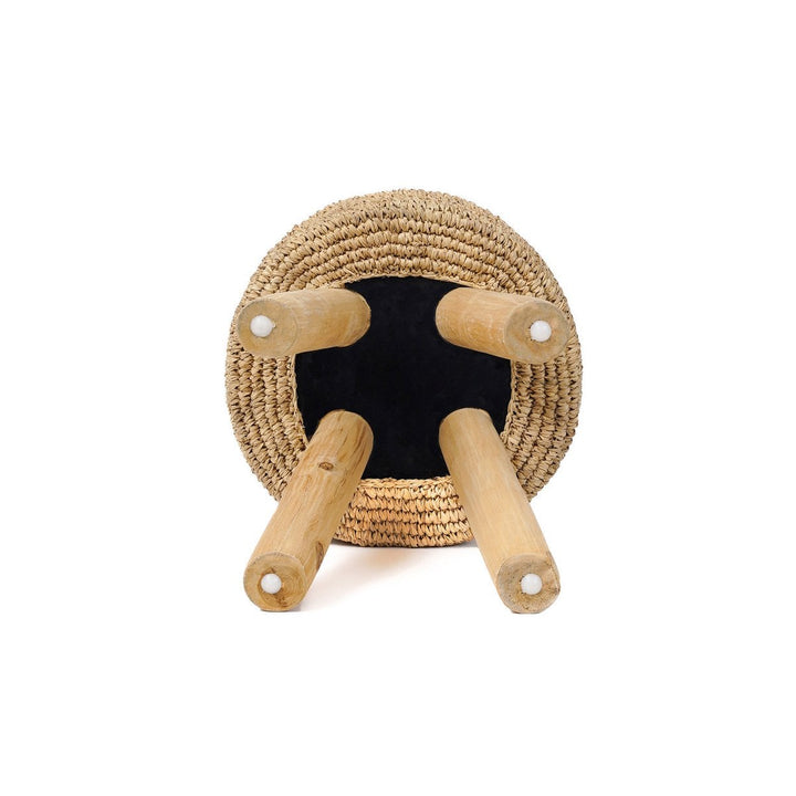 RAFFIA Hocker - Bast & Teakholz Natur