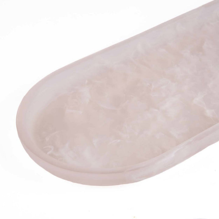 RESIN ORGANIC PLATE oval - Rosa Weiß
