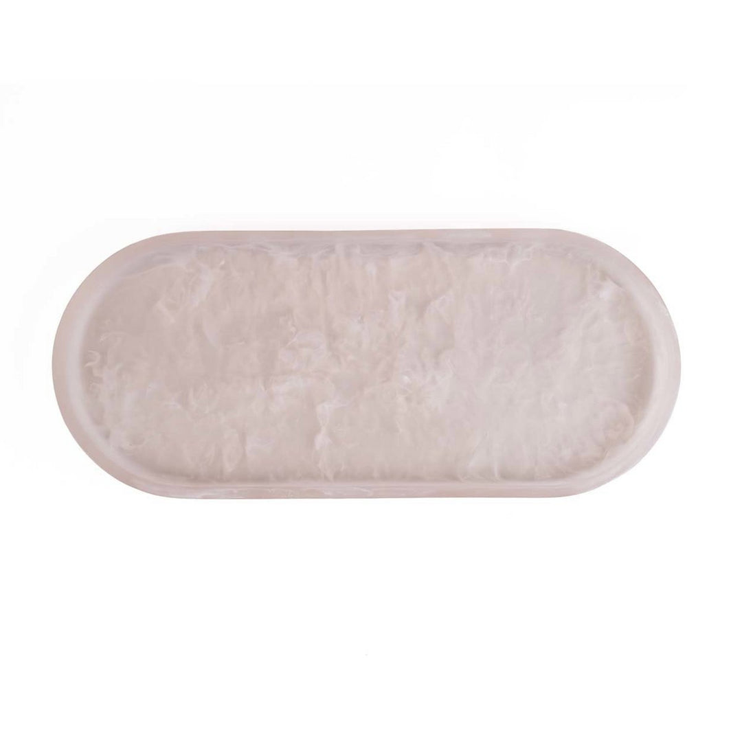 RESIN ORGANIC PLATE oval - Rosa Weiß