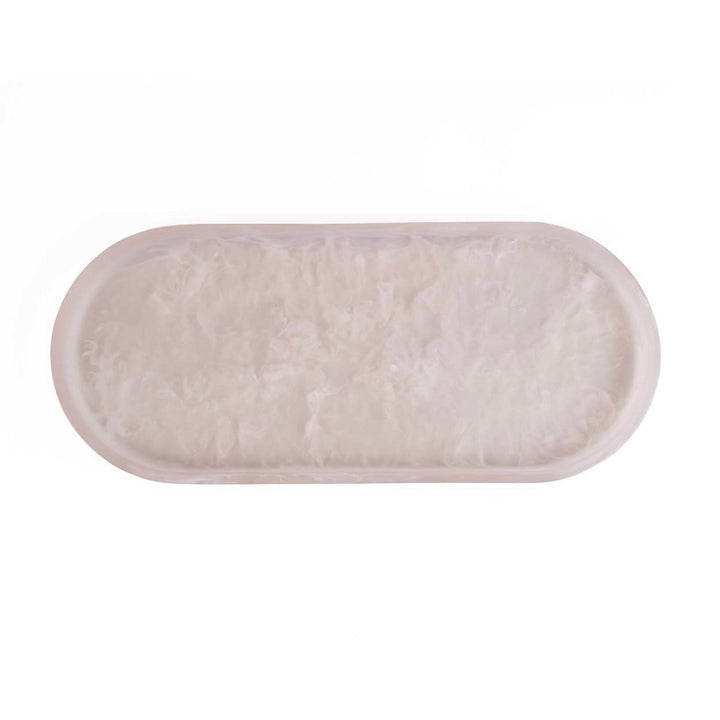 RESIN ORGANIC PLATE oval - Rosa Weiß