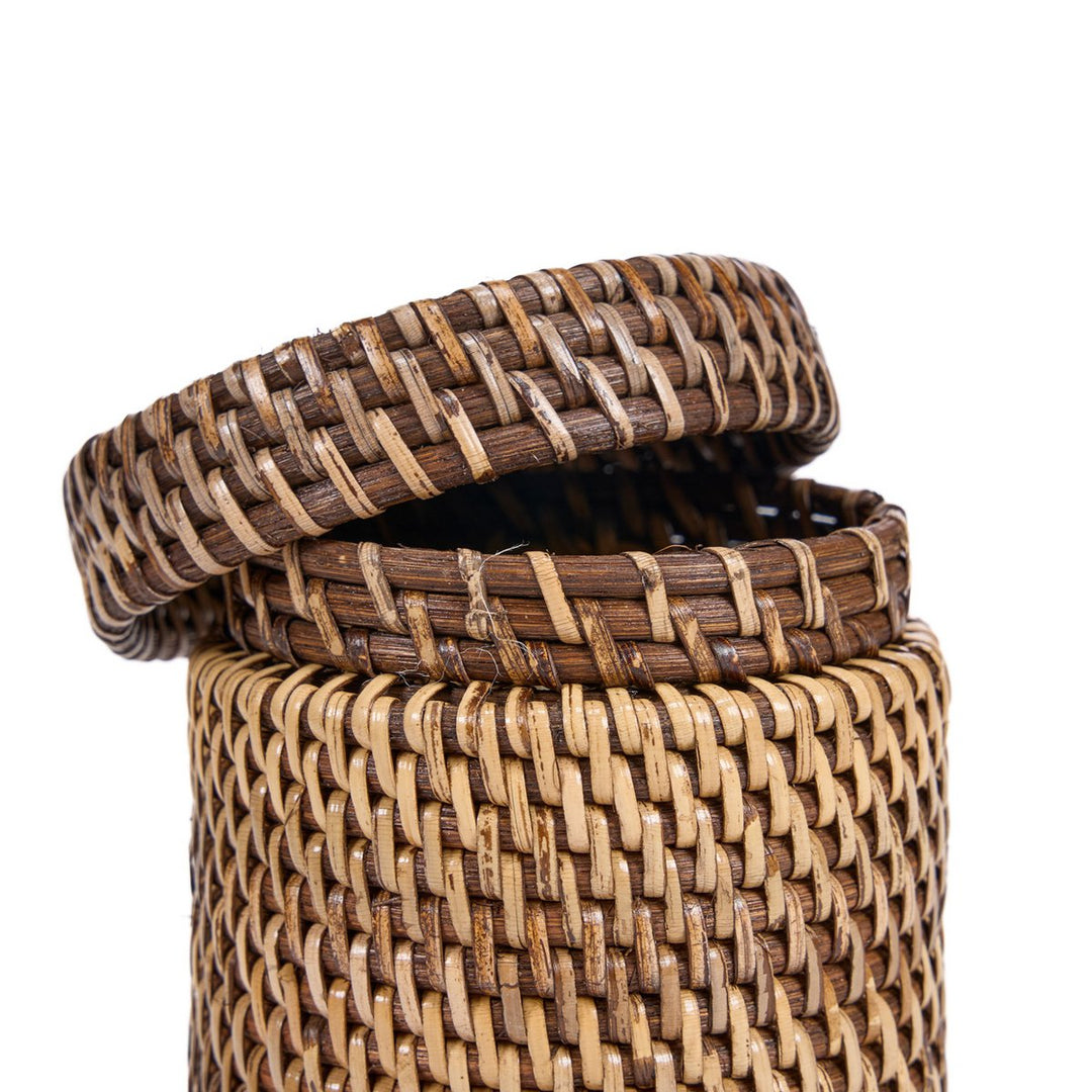 RATTAN Korbdose - Aufbewahrungskorb mit Deckel